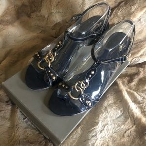 FINAL! Ann Taylor Navy Patent Leather Sandals